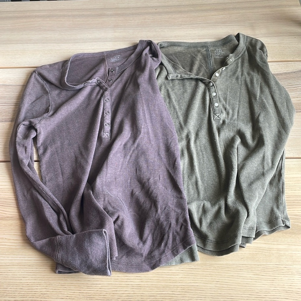 Bundle of Aerie Real Soft Henley Long Sleeve Tops